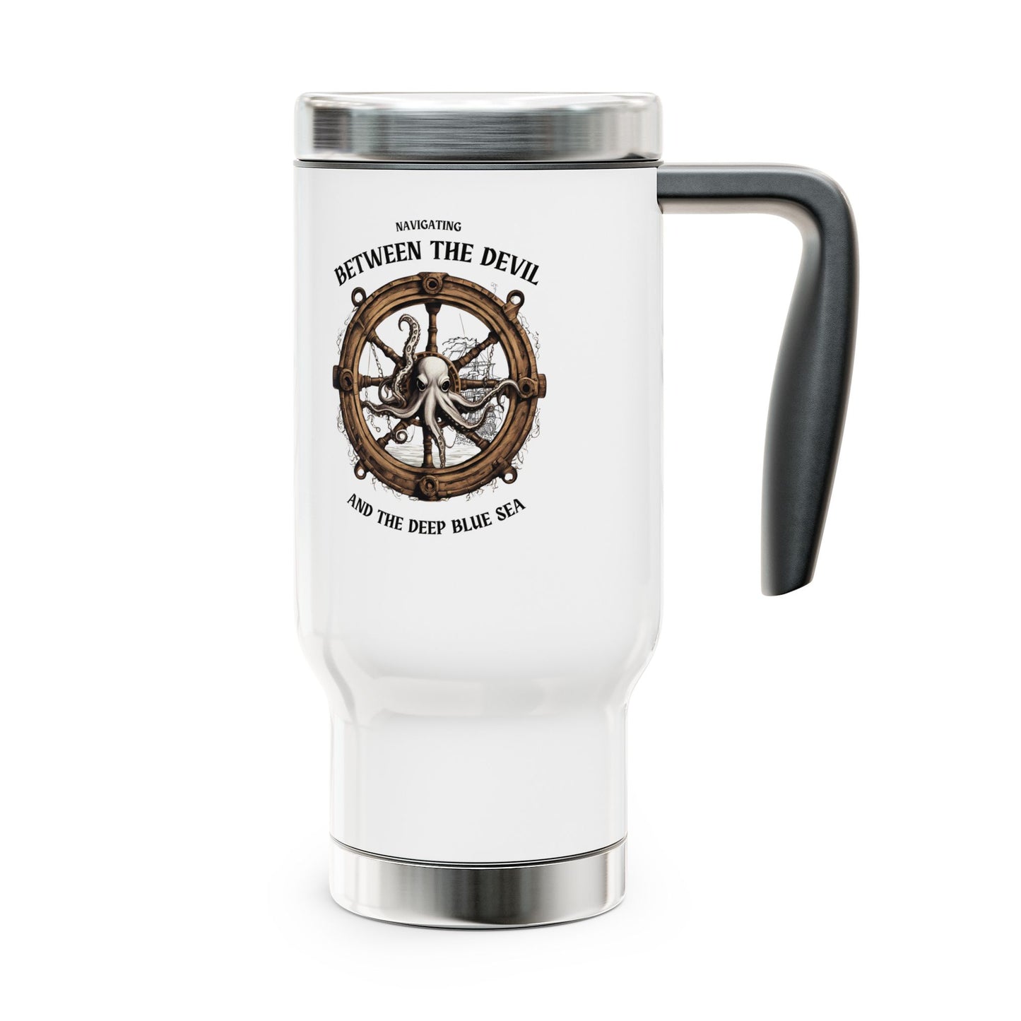 The Devil and the Deep Blue Sea FOM 9 - Stainless Steel Travel Mug with Handle, 14oz